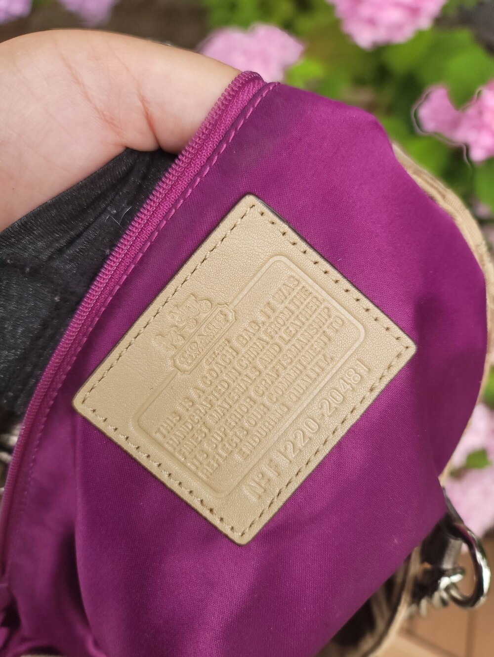 Coach Beige and Tan Signature Jacquard Tote with Metallic Trim - Picture 2 of 13
